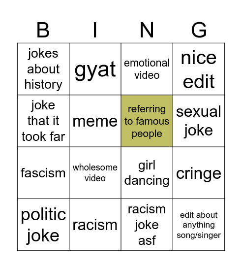 TikTok Bingo Card