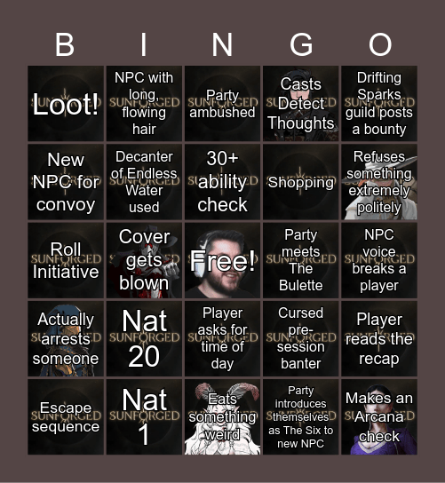 Sunforged Episode 50: A Ghost in the Shell Bingo Card