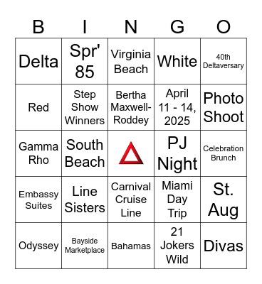 40th Deltaversary Gamma Rho Spr 85 Bingo Card
