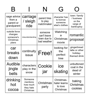 Hallmark Movie Bingo Card