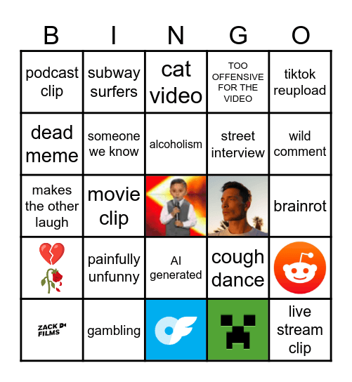 SHORTS vs INSTA Bingo Card