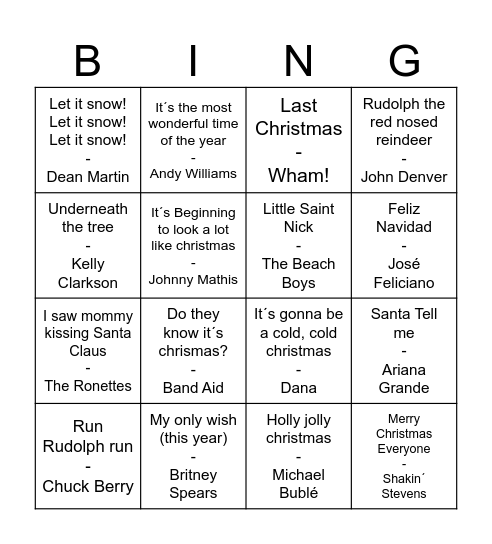 Christmas Bingo Card