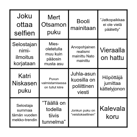 Linnan juhlat -bingo Card