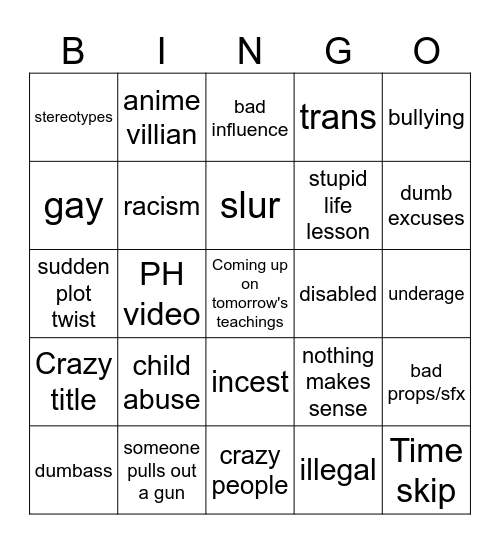 Tomorrow's Teachings Bingo Card