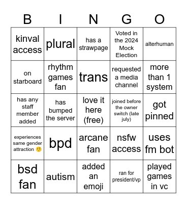 uhh Bingo Card
