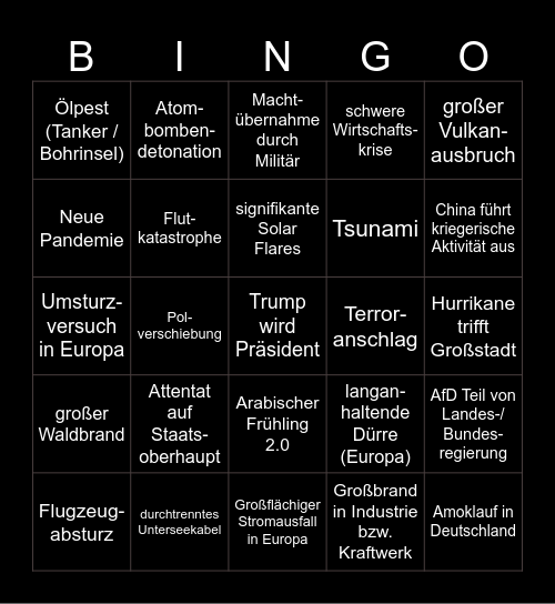 Katastophenbingo 2024 Bingo Card