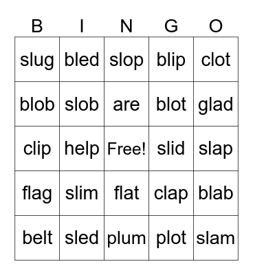 Lesson 27 Bingo Card