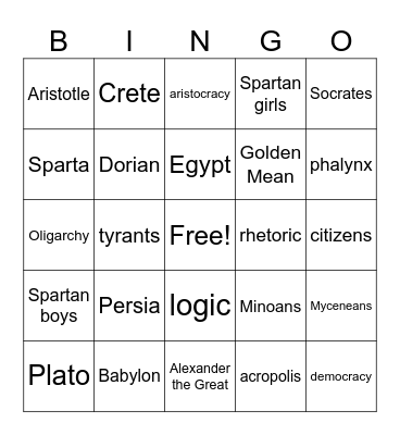 Unit 5 Bingo Card