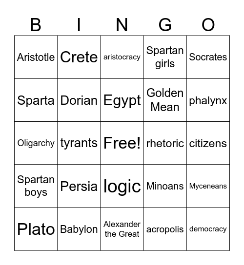 Unit 5 Bingo Card