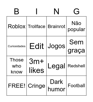 Shorts do cobgamer Bingo Card