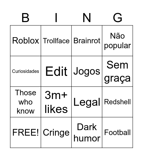 Shorts do cobgamer Bingo Card