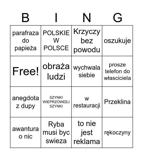 Adam Gessler Bingo Card