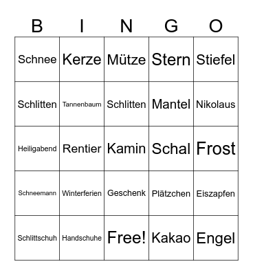 Winter Bingo Card