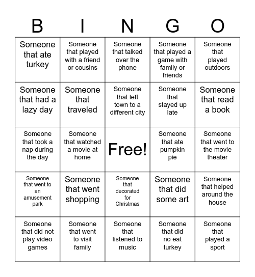 Find a classmate who Bingo Card