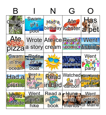 What did YOU do this summer? Bingo Card