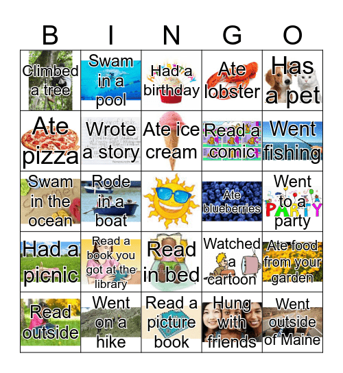 What did YOU do this summer? Bingo Card