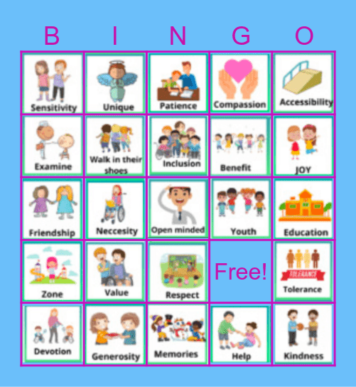 Disability Awareness Bingo Card