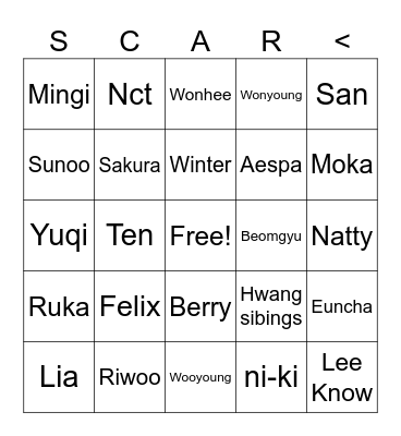 Scarlett bingo Card