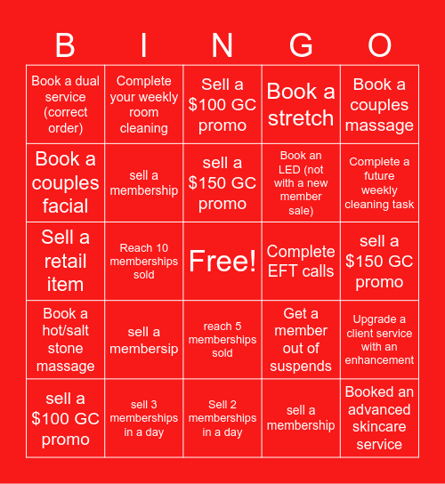 Massage Envy Christmas Bingo Card