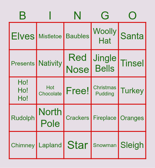 Christmas Bingo Card