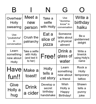 HollyWould Squares v50 Bingo Card