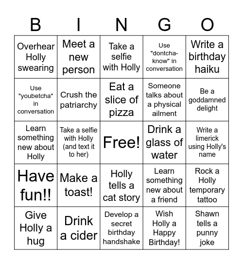 HollyWould Squares v50 Bingo Card