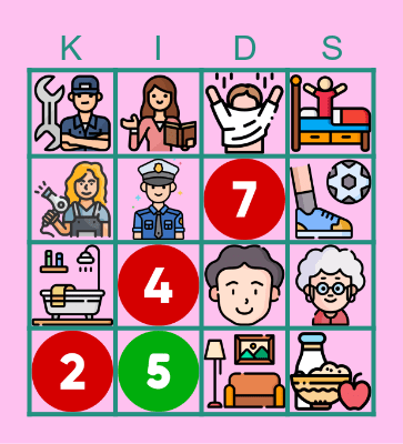 Kindergarten Bingo Card