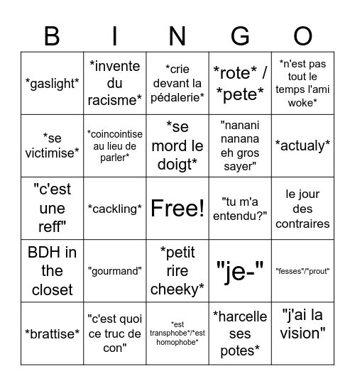 Alient Bingo Card