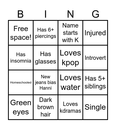 Kay’s bingo Card