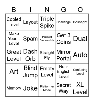 Geometry Dash Bingo Card