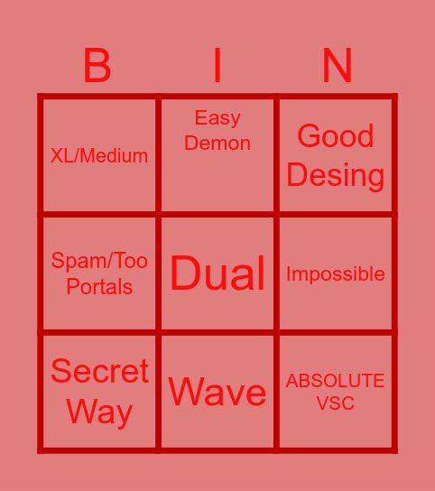 GD Bingo (By: L9Gamer Bingo Card