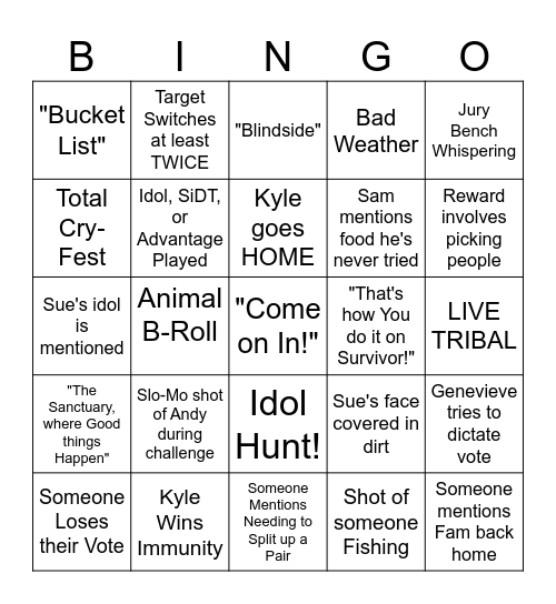 Survivor 47 Episode 11 Bingo Card