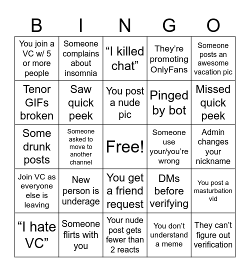 TOGAF Discord Bingo Card