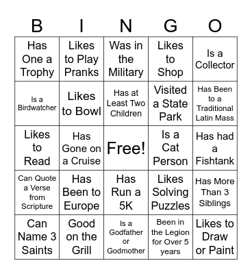 Get to Know You Bingo Card