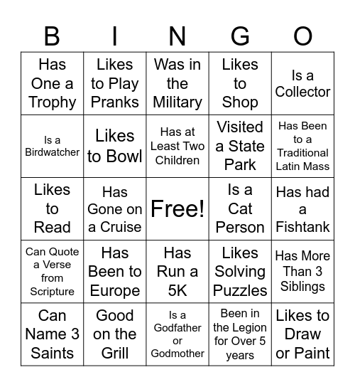 Get to Know You Bingo Card