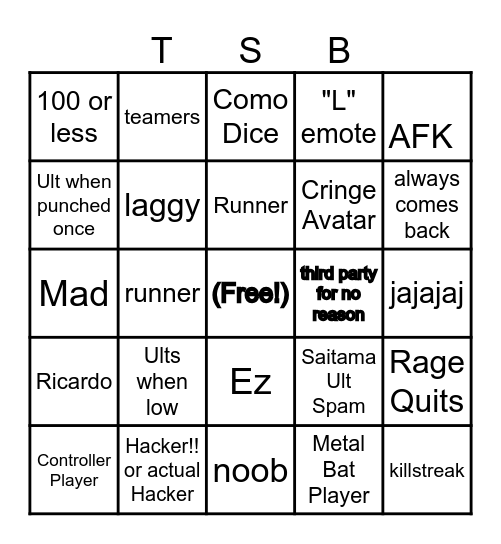 THE STRONGEST BATTLEGROUNDS Bingo Card