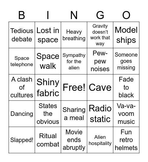 Phantom Planet Bingo Card