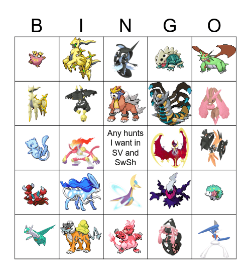 2025 Shiny Hunts! Bingo Card