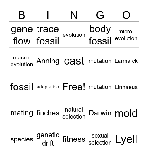 Sc.8 Topic 5 Bingo Card