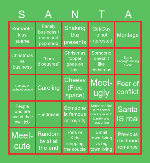 Cheesy Christmas Bingo Card