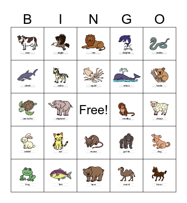 ANIMAL BINGO Card
