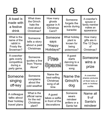 Holiday Bingo! Bingo Card