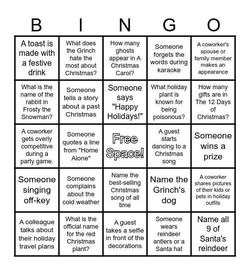 Holiday Bingo! Bingo Card