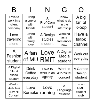 Ice-breaking Bingo Card
