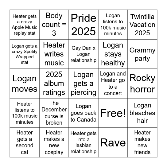 2025 Bingo Card