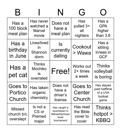 Thursday SG Winter Icebreaker Bingo Card