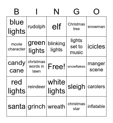 christmas light Bingo Card