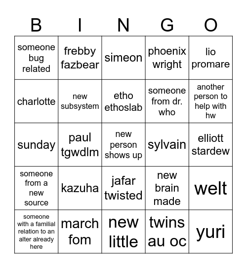 neon astrum bingo Card