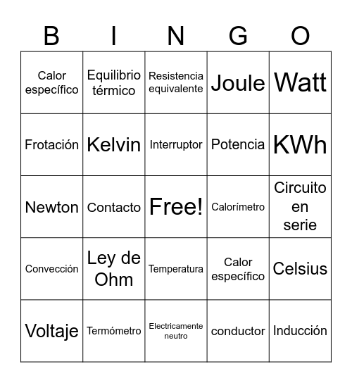 Bingo Físico Bingo Card