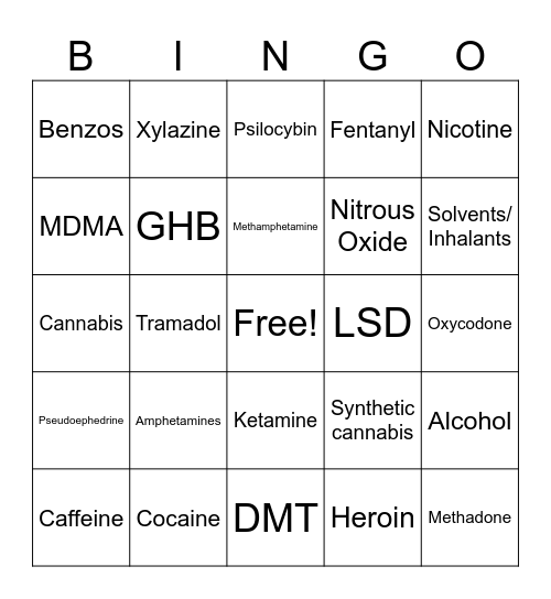 AOD Bingo Card